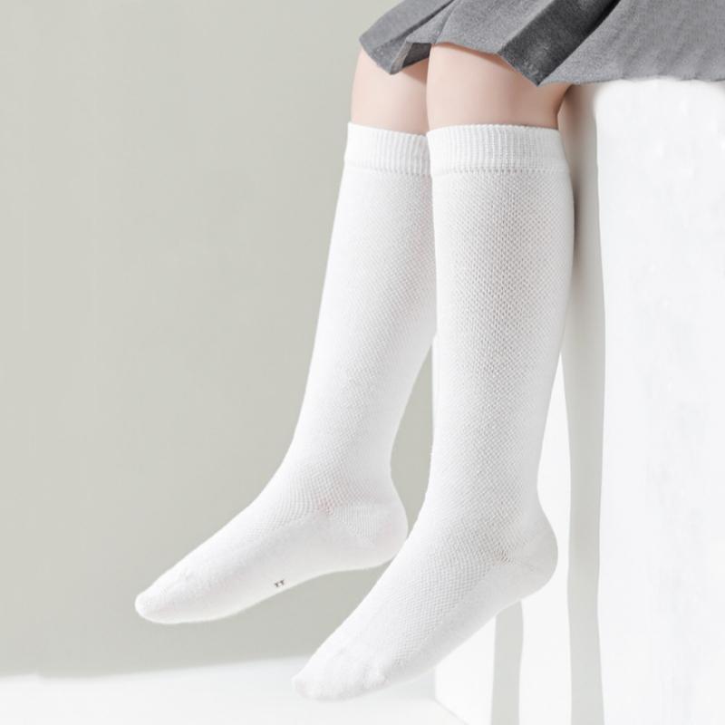 Длинные сетчатые носки и носки на плоской подошве для маленьких девочек и мальчиков от 3 до 12 лет, однотонные хлопковые мягкие носки с героями мультфильмов для малышей, летние домашние носки для мальчиков и девочек