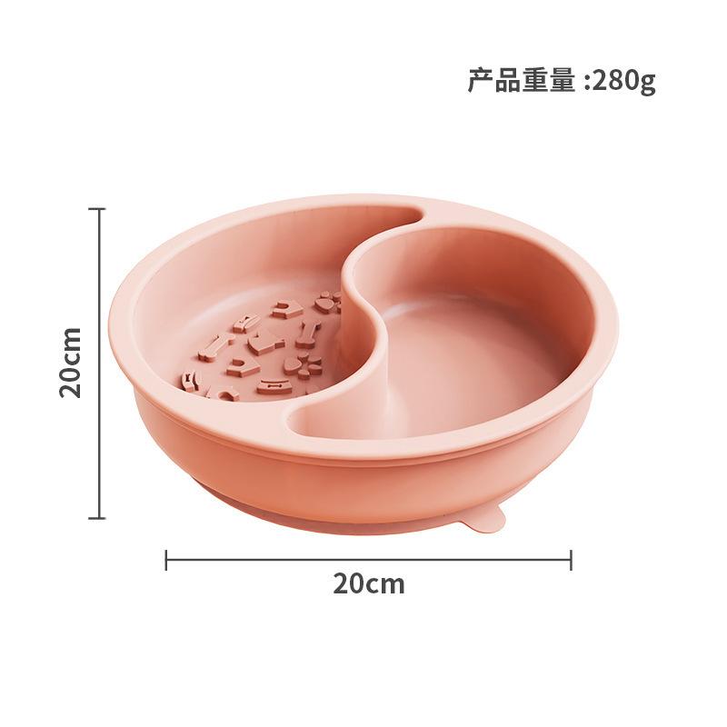 Pet silicone suction cup double bowl dog basin feeding basin dog bowl anti-knock outdoor products dog rice bowl slow food bowl licking bowl