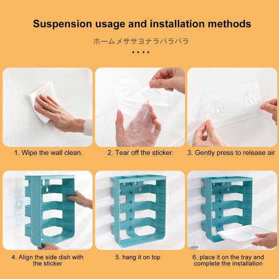 Настенное крепление Полка для приготовления пищи с 6 сервировочными подносами Многослойная кухня-ресторан Горшок с овощами, мясом, фруктами, держатель для приготовления пищи, стойка-органайзер