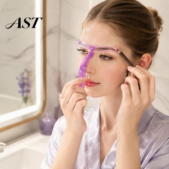 Eyebrow Stencil with Handle 1/2 Sets Kit, 8 Shape Brow Template & Headband Headband, Reusable Shaping Drawing Guide Tools for Women Beginner Non Slip
