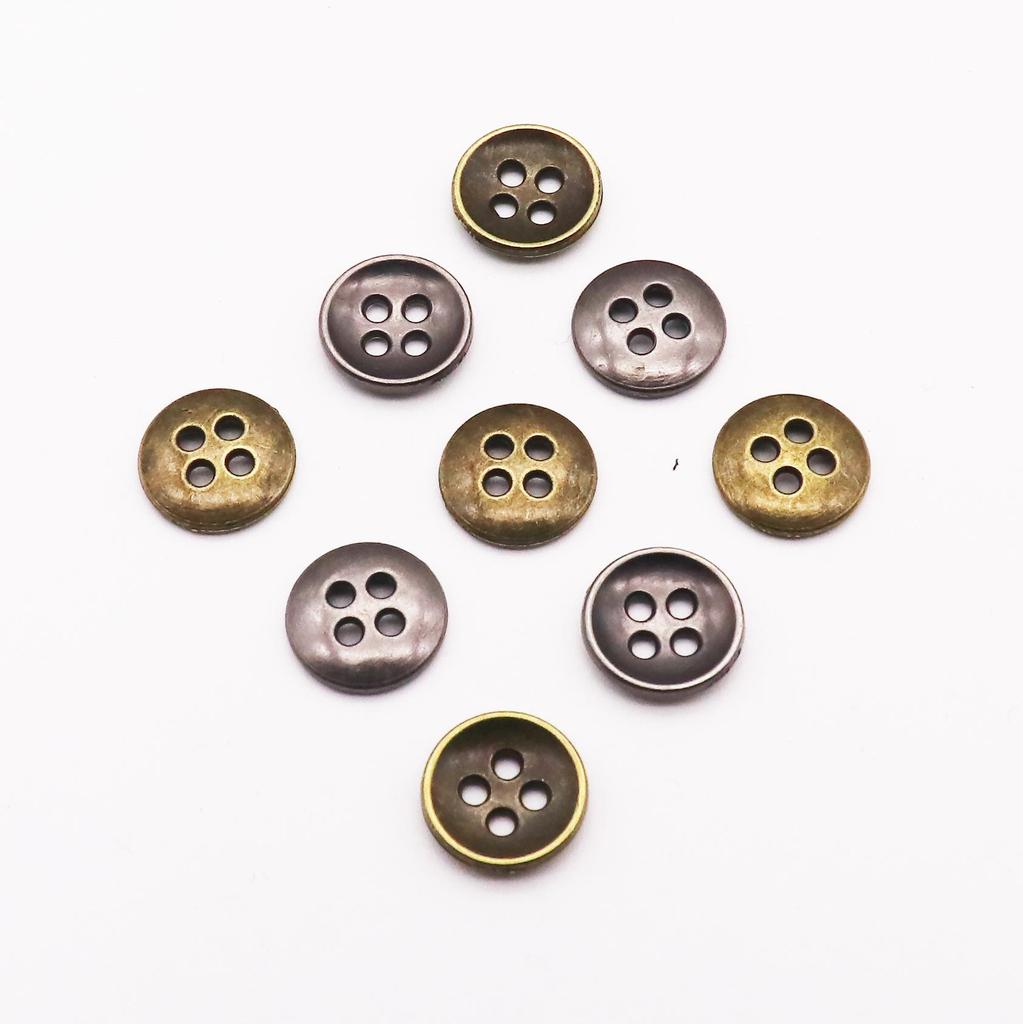 Retro Four-Eye Metal Button Shirt & Suit with Concealed Pocket and Hand-Sewn Round Buttons