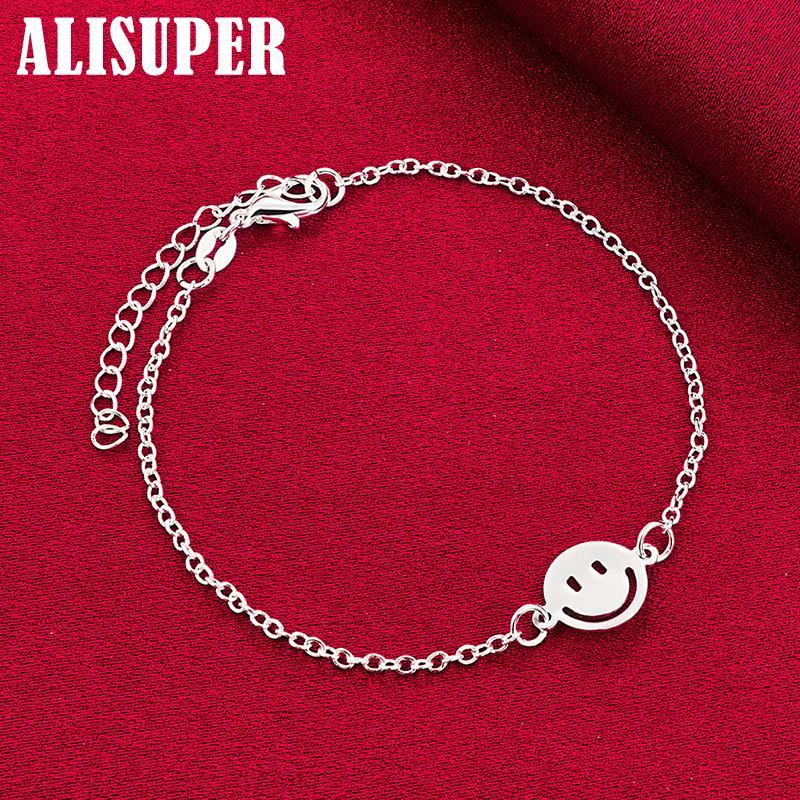 Ювелирные изделия из браслета-цепочки из стерлингового серебра 925 пробы с улыбающимся лицом