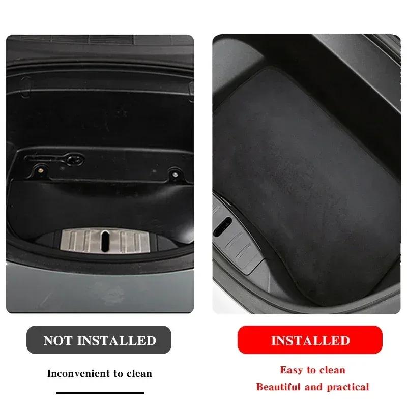 Trunk Mat for Tesla Model3 3+ Model Y Flocking Fabric Pad Front Rear Trunk Cargo Tray Storage Box Mats Flannel Cushion 2017-2024