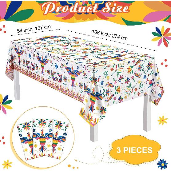 Frienda 3 шт. Скатерть на День Мертвых Dia De Los Muertos Декор 54 x 108 дюймов Fiesta Цветочные Одноразовые Покрытия для Стола Черепа Птицы для
