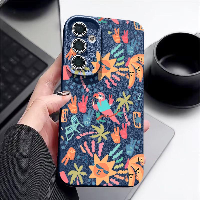Красочный Мультяшный Чехол Для Samsung Galaxy S25 Edge S24 Ultra S23 S22 Plus S21 FE S26 Ultra Силиконовый Чехол с Кожаной Текстурой