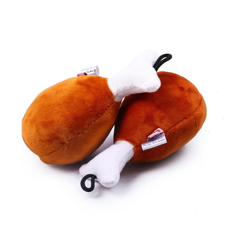 Dog Chew Plush Toy Squeaky Simulated Chicken Leg Bite-resistant Training Puppy Toy Interactive Stuffed Raw Dog Toy Supplies