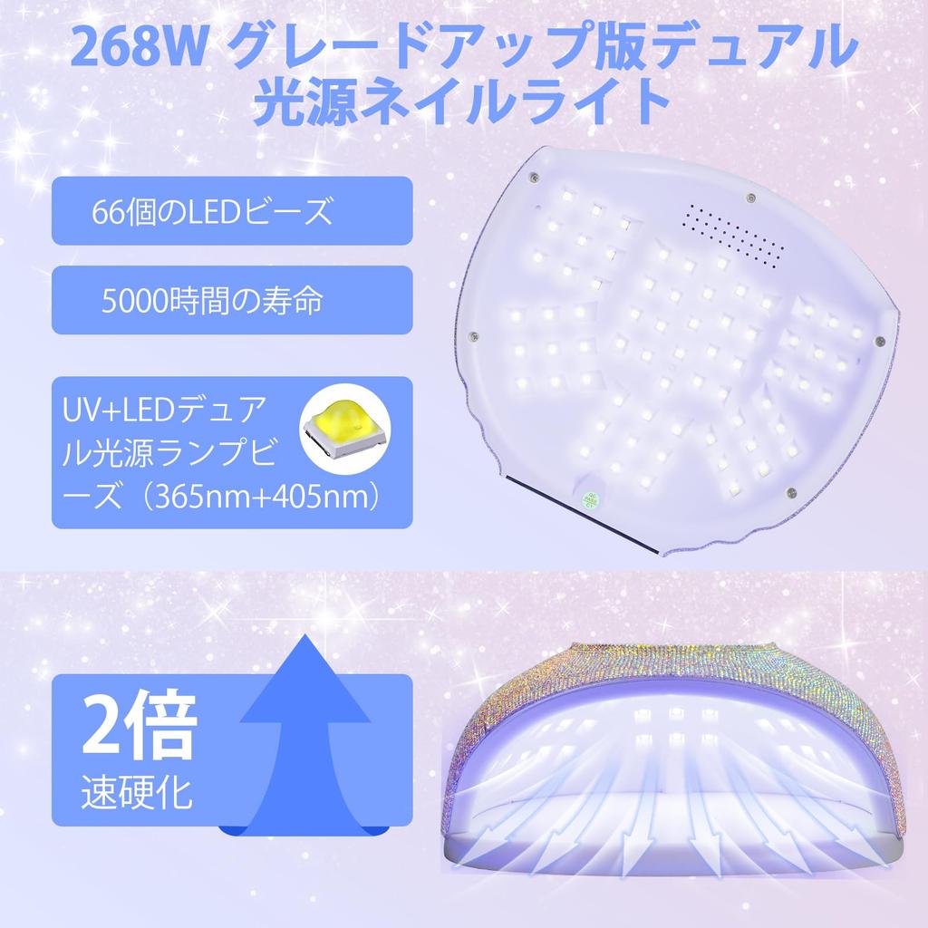 CGBE Светодиодная УФ-лампа для ногтей 268 Вт, профессиональная УФ-лампа для гелевых ногтей, 66 светодиодов, отверждающая лампа с автоматическим датчиком и 3-шаговым таймером, быстрое отверждение смолы