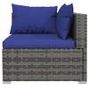 vidaXL 3-Sitzer-Sofa mit Kissen Grau Poly Rattan