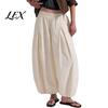 Lightweight Balloon Trousers Women Wide Leg Barrel Pants, Casual High Waisted Pleated Palazzo Pants Trousers, Solid Color Baggy Soft Lounge