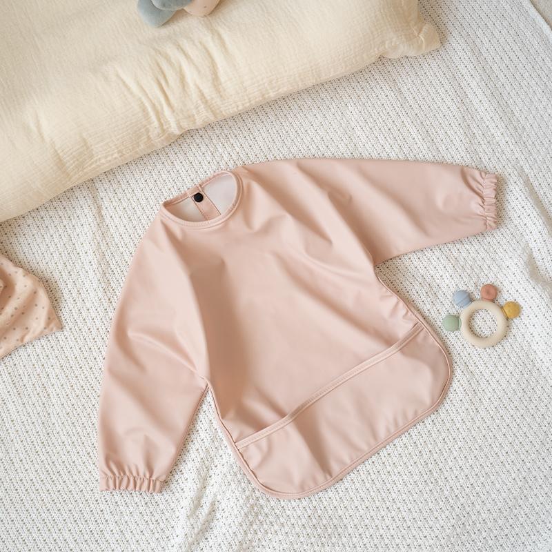 Solid Color Baby Bibs with Long Sleeves Waterproof Children's Feeding Apron Bib for Boys Girls Easy Clean Toddler Art Smocks