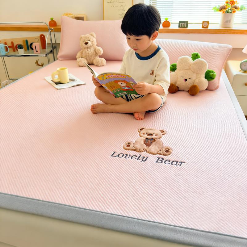Three piece set of embroidered A-class bean mat, PE polyester double jacquard bean mat, student dormitory mat