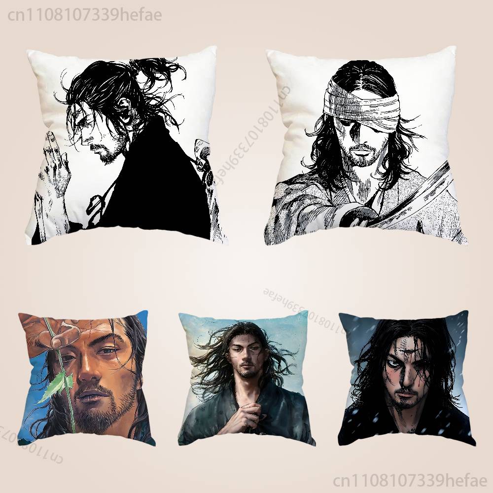 Vagabond Miyamoto Musashi Pillow Case Plush Pillow Cases Home Decoration Pillow Cover for Sofa Bed Chair Living Room