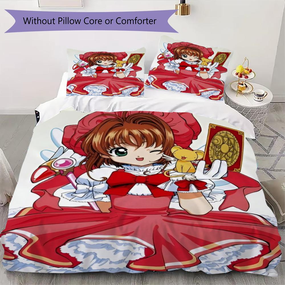 Постельное белье с узором Cardcaptor Sakura Комплект одеяла Пододеяльник Наволочка Домашний Декор Подарок на День Рождения (1 * пододеяльник + 2 * наволочка без наполнителя)
