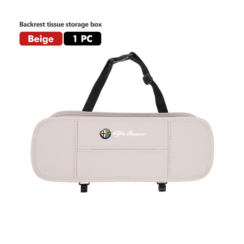 Car Drink Storage Box Phone Pocket Back Seat Tissue Hanging Bag For Alfa Romeo Giulia 147 Mito 156 159 166 GT Stelvio Brera