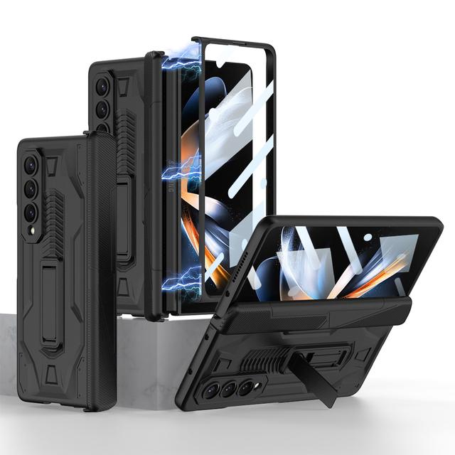 Противоударный бронированный чехол для Samsung Galaxy Z Fold 4 5g Slide Pen Slot Case Магнитный шарнирный кронштейн-подставка для Samsung Z Fold 4 Case