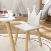 Children's Set of Table and 2 Chairs with Crown-Shaped Backrest for Reading and Drawing 60x60x44 cm White and Wood