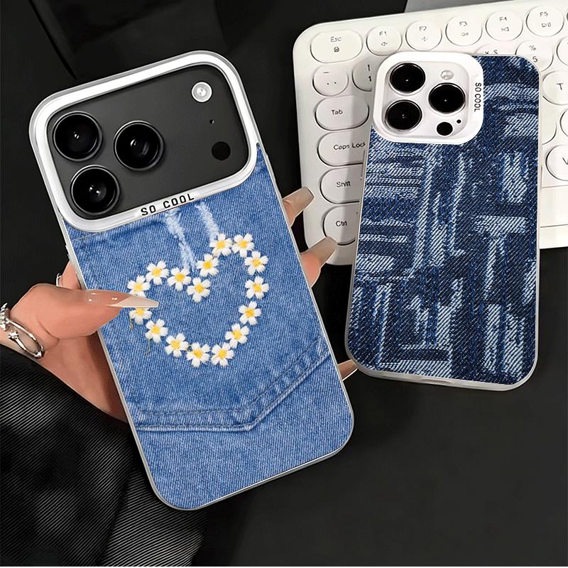 Ретро Джинсовый Рисунок Ударопрочный Чехол для Телефона для iPhone 18 17 Air 16 16E 15 Pro Max 14 Plus 13 Mini 12 Задняя Крышка Противоударный Fundas