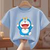 Летняя детская футболка с коротким рукавом и круглым вырезом Doraemon для мальчиков и девочек, свободная