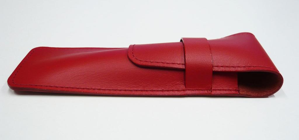 Slim Cowhide Pencil Case Black Red Set NQ30 Thick Shaft Metal Straight Knock Ballpoint Pen Marble ASBR-NQ30B-M