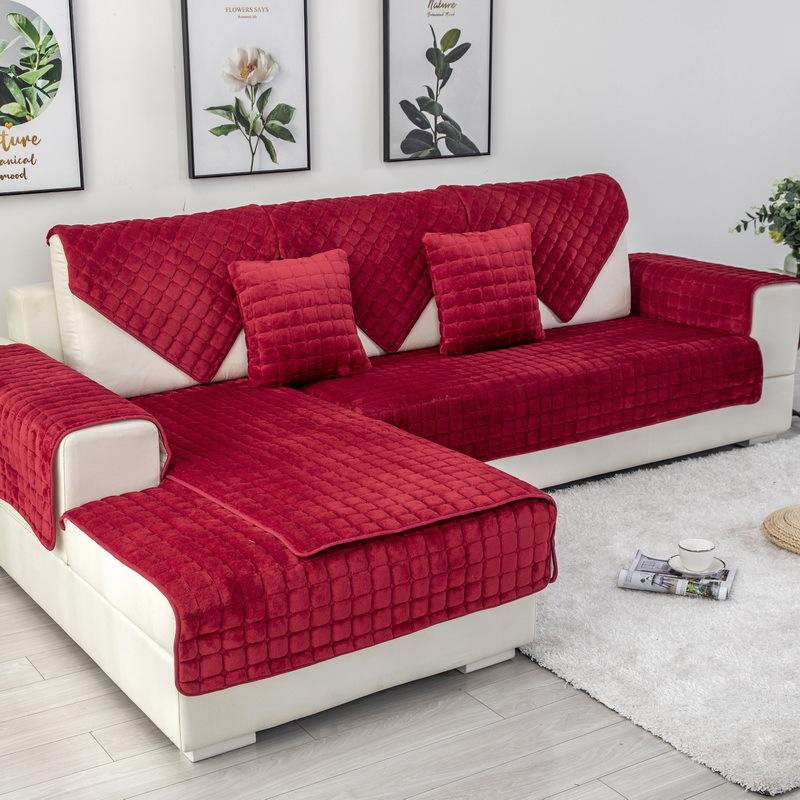 Горячая распродажа внешней торговли Утолщенная плюшевая фланелевая подушка для дивана Нескользящий простой современный чехол-полотенце для кожаного дивана Полный чехол Все включено