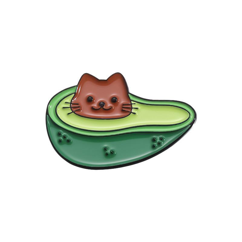 Восхитительная серия «Авокадо» Металлический значок «Кошка-астронавт» Забавная брошь в форме сердца для повседневной носки