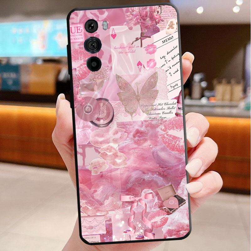 Phone Case For Motorola Edge 50 40 Pro 60 50 40 30 Ultra Neo Fusion Moto G Play G Stylus G Power G Pink Aesthtic