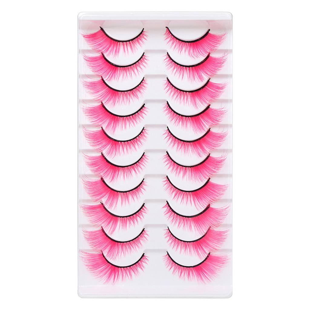 Natural Style False Eyelashes 10 Pairs, Soft Colored Cat Eye Design - Perfect for Party,Cosplay Events and Stage Performance