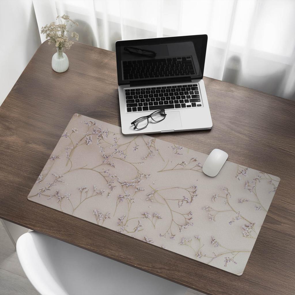 Decorative Laptop Desk Mat with Delicate Flowers on a Background 90x45 cm