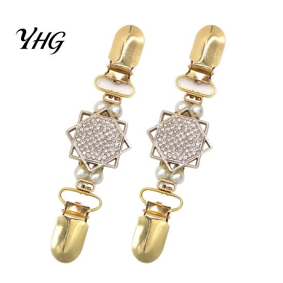 Dress Decor Accessories 2Pcs Vintage Sweater Clips for Women Girls, Retro Faux Pearl And Rhinestones Cardigan Clips, Elegant Fashionable Collar