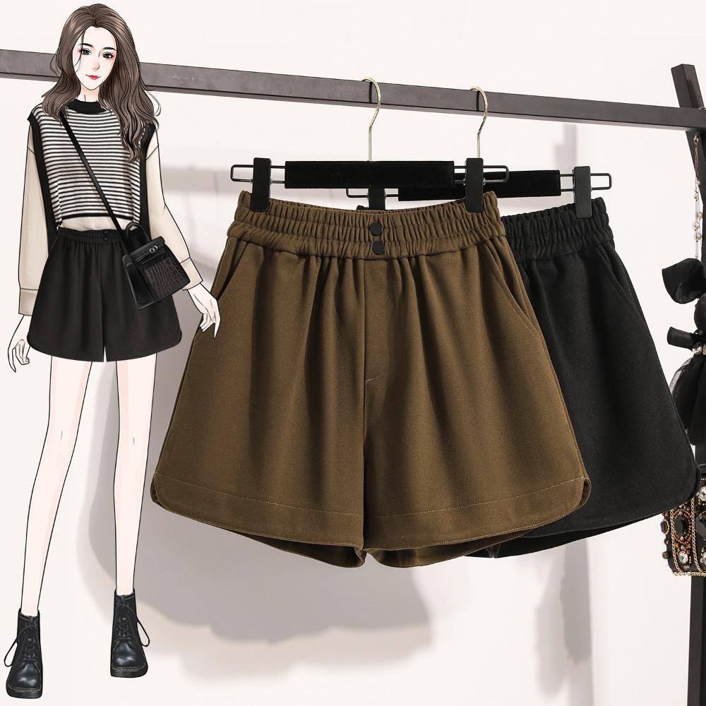 DIMANAF Plus Size 2025 New Winter Women Shorts Pants Loose Casual Short Pants Elastic Waist Fashion Lady Thick