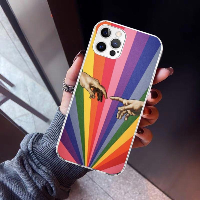 Love Is Love LGBT Rainbow Phone Case For iPhone 17 Air 16 15 Pro Max 14 Plus 13 Mini 12 11 Cover 7 8 SE Silicone Shell Print Fun