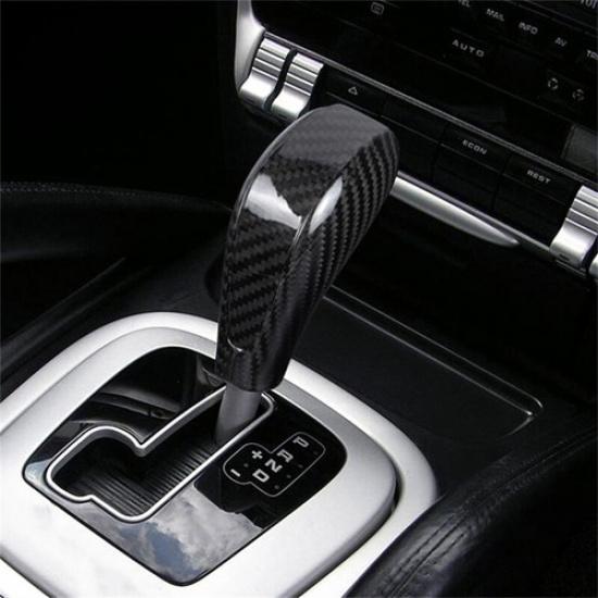 2pcs Carbon Fiber Car Center Gear Shift Knob Case For Porsche Cayenne 04-09