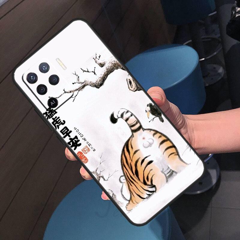 Чехол с милым толстым тигром для OPPO A52 A72 A92 A54 A74 A94 A3S A5S A5 A9 A31 A53 A83 A91 A93 A1K A15 A16