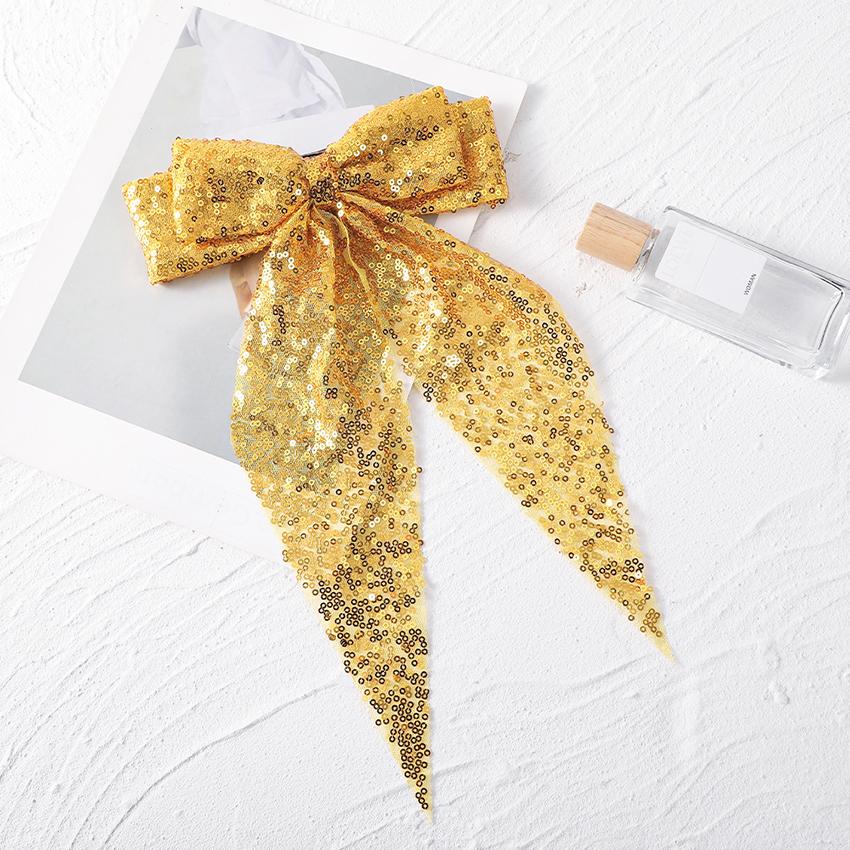 Glitter Sequin Bow Hair Clip Large Double Layer Lace Fashion Barrette Alloy Spring Bottom Clip Hair Bow Women Hair Accessories