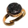 Кольцо из необработанного черного оникса ручной работы, кольцо из электроформированной меди, антикварное украшение, регулируемое кольцо, подарок на помолвку