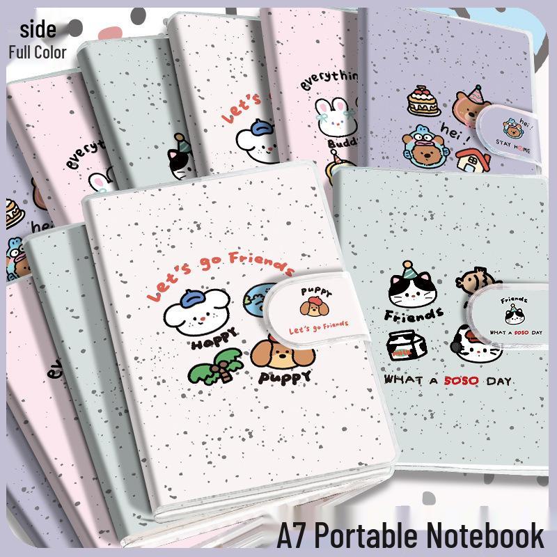 Обложка для мини-блокнота на липучке A7, с рисунком «Животные в брызгах»