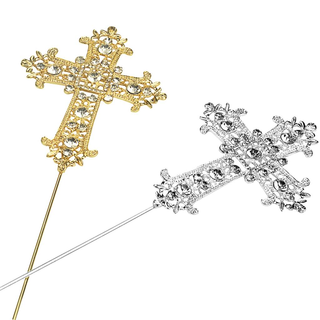 Glittery Cross Cake Topper Religious Keepsake Decoration Cross Bunting for Christenings Birthday Party Christening Baptism