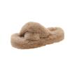 New Autumn and Winter Versatile Cross Strap Hairy Slippers for Women Suitable for Home and Outdoor Wear Large Size Thick Soled Hairy Slippers
