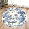 Винтажный сине-белый фарфоровый деревенский круглый ковер гостиная богемная спальня декор моющийся противоскользящий коврик