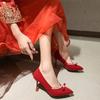 Китайские свадебные туфли весна и осень новые туфли для показа свадебное платье двойной носки свадебные туфли свадебные красные туфли на высоком каблуке