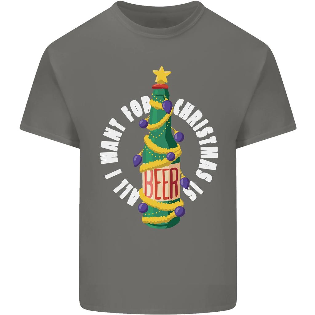 All I Want For Christmas Is Beer Mens Funny Cotton TShirt Tee Top Mens 100 Cotton Casual Tshirts Loose Top Size S3XL