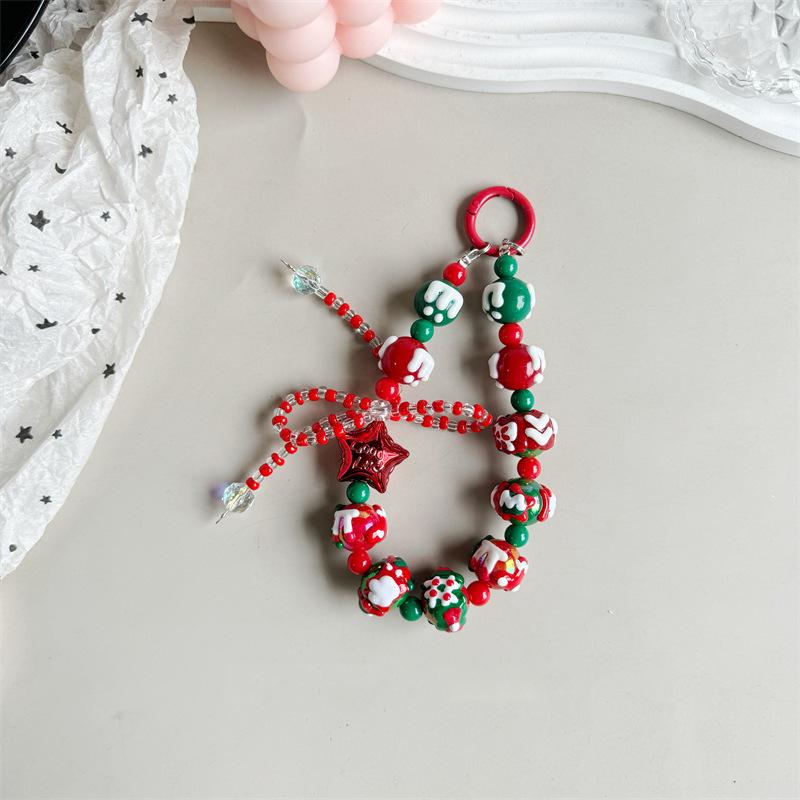 Мультяшный рождественский телефонный шнурок рождественская бисерная цепочка мобильный телефон цепочка кулон анти-потерянный браслет мобильный телефон ремешок брелок