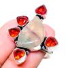 Fluorite, Garnet Handmade 925 Sterling Silver Jewelry Ring Size 6 g4R84