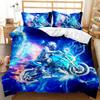 Motocross Rider Bedding Set Extreme Sports Themed Duvet Cover For Teens Motorcycle Pattern Comforter Cover Dirt Bike Duvet Cover