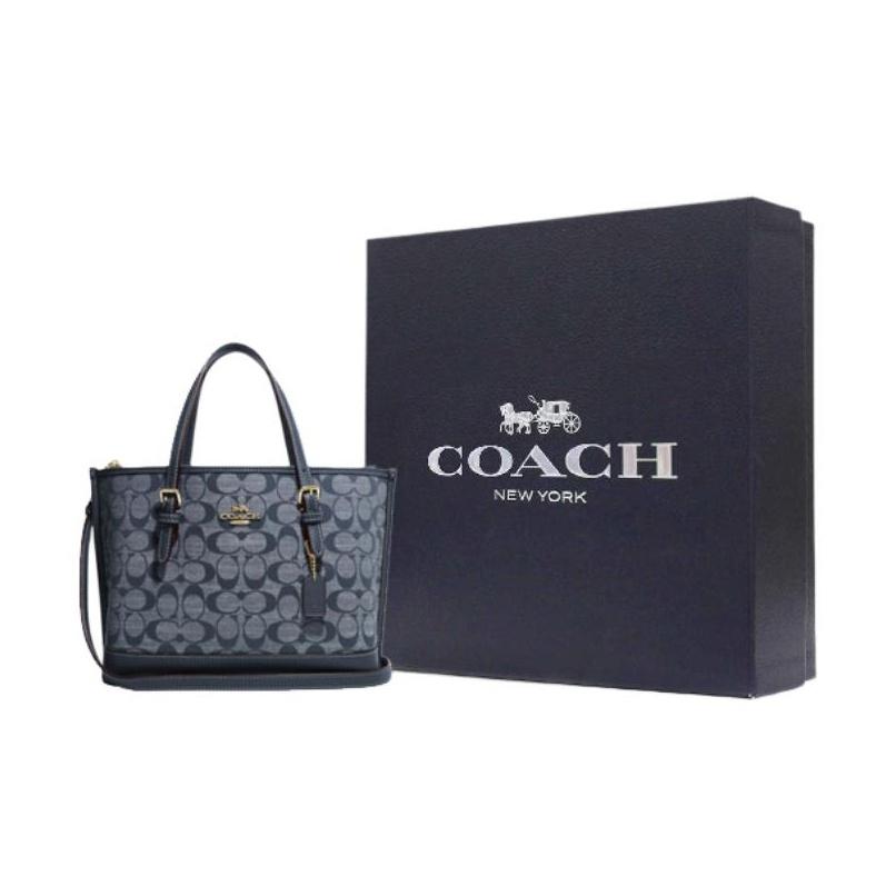 Coach Mollie Classic Monogram Jacquard Zipper Closure Fabric And Leather Shoulder Crossbody Bag Women bags Denim-Blue CH228-IMDEI