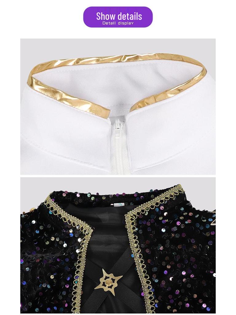 Парик для косплея женской группы Demon Hunter в черном и золотом цвете