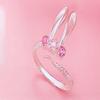 Women Ring Opening Cute Sweet Valentine's Day Gift Pink Rhinestone Embedded Rabbit Finger Ring