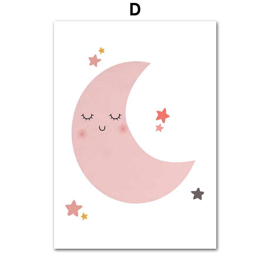 Картина на холсте Звезда Луна Радуга Облако Вдохновляющие Плакаты Печать Детские Скандинавские Детские Настенные Картины Декор Детской Комнаты Для Девочек