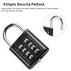 8 Digit Combination Outdoor Padlock Waterproof Zinc Alloy Smart Lock with Key for Travel Luggage Storage Anti-Theft