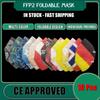 10pcs FFP2 Folding Disposable Color Dust Mask Respirator 5-Layer Filter Football For Polishing Daily Haze Safety Protection